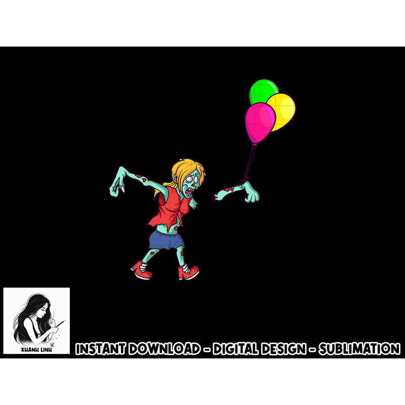 Zombie Birthday Balloon Cute Zombie Halloween png, sublimation copy.jpg