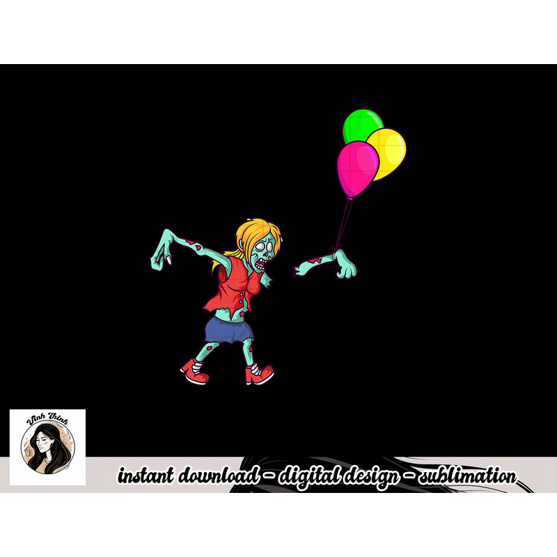 Zombie Birthday Balloon Cute Zombie Halloween png, sublimation copy.jpg