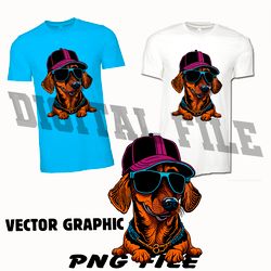dachshund in sunglasses and a cap png files sublimation digital vector file
