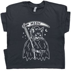 cat grim reaper shirt funny black cat t shirt for women men weird graphic shirts random unique hilarious tee dark humor