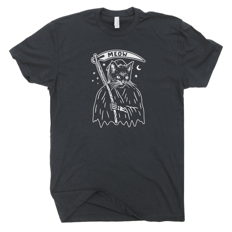 Cat Grim Reaper Shirt Funny Black Cat T Shirt For Women Men Weird Graphic Shirts Random Unique Hilarious Tee Dark Humor Kitten Meow Saying - 2.jpg