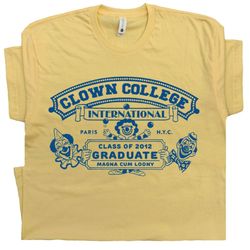 circus shirts clown college t shirt vintage clown shirt retro weird graphic tee pennywise it juggling balls mask cute fo