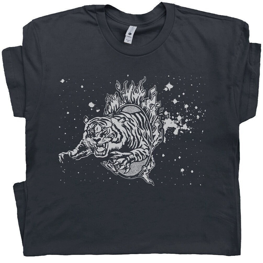 Circus Tiger T Shirt Weird Graphic Shirts Jumping Through Hoop Space Cowboy Vintage Nasa T Shirt Retro Science Solar System Saturn Shirt - 1.jpg