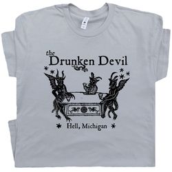 drunken devil bar t shirt cool dive bar t shirt vintage beer logo tee retro pub shirt lucifer funny beer graphic shirt f