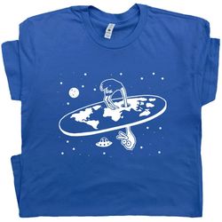 flat earth t shirt ostrich ufo shirt funny shirts conspiracy theory shirt weird random shirts for women men science humo