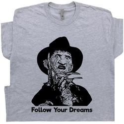 freddy krueger t shirt cool horror movie shirt retro 80s 90s horror movie halloween follow your dreams shirt for men wom