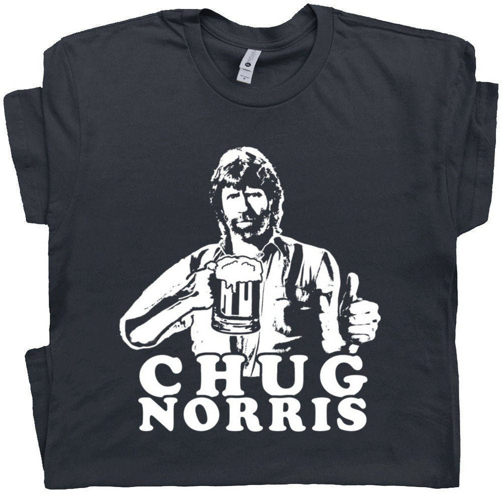 Funny Beer T Shirt Chug Norris T Shirt Cool Drinking Beer Tee Witty Craft Alcohol 80s Party Hilarious Vintage Movie Shirts for Mens Womens - 1.jpg