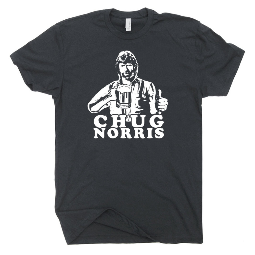 Funny Beer T Shirt Chug Norris T Shirt Cool Drinking Beer Tee Witty Craft Alcohol 80s Party Hilarious Vintage Movie Shirts for Mens Womens - 2.jpg