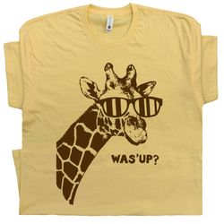 giraffe t shirt funny graphic shirt for women kids youth men vintage cute animal tee saying witty fun zoo awesome novelt