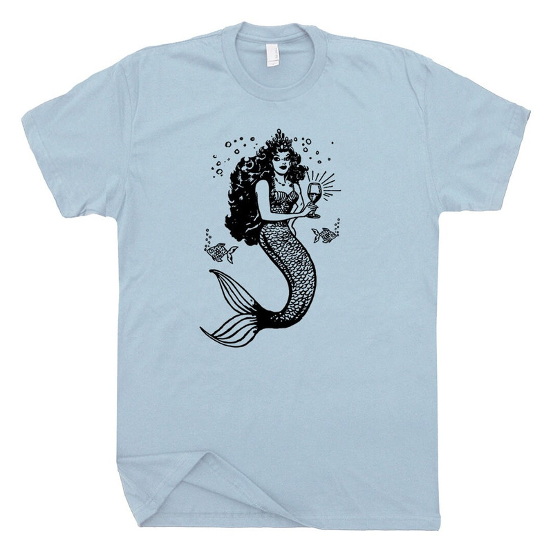Mermaid T Shirt Vintage Mermaid Drinking Wine T Shirt Funny T Shirt Weird Tee Sea Maiden Womens Cute Salty Beach Mezcal Cool Beer Graphic - 2.jpg