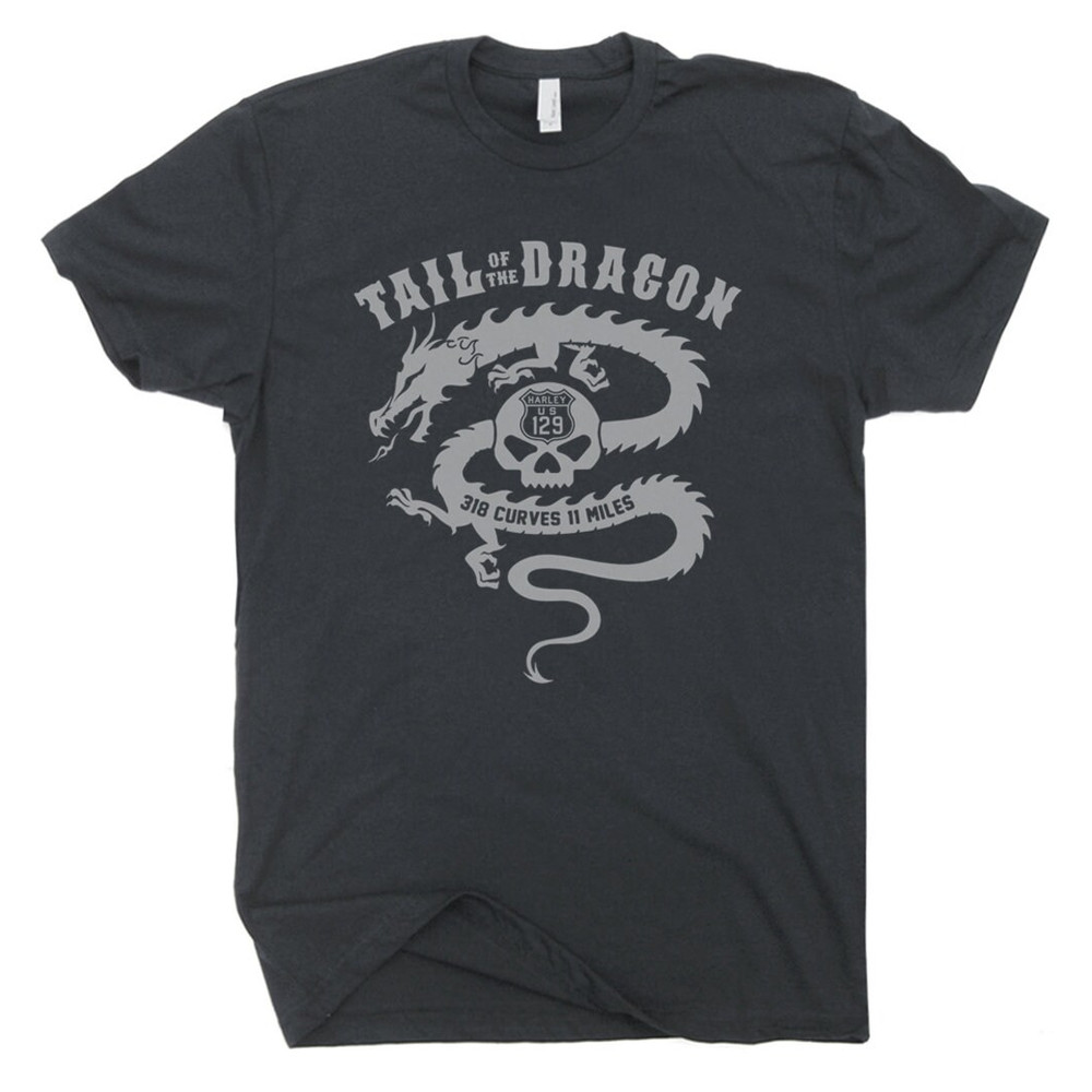 Motorcycle T Shirt Tail Of The Dragon T Shirt Cool Biker Sign Harley Indian Triumph Skull Tee Cool Hwy 129 Graphic Route 66 Sturgis TShirt - 2.jpg