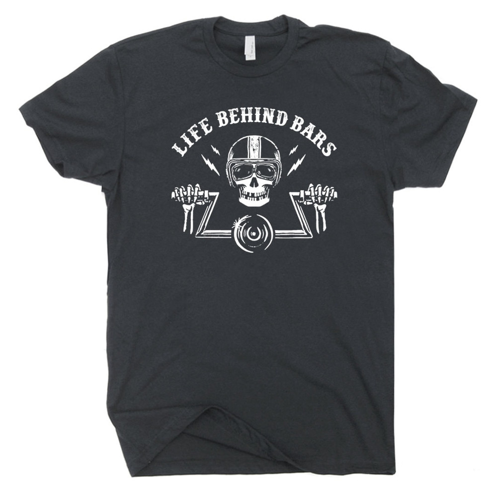 Motorcycle T Shirt Life Behind Bars Cool Motorcycle Tee Skeleton Decal Biker Humor Route 66 T Shirt Funny Motorcycle T Shirts - 2.jpg