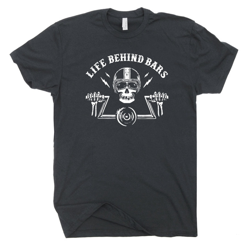 Motorcycle T Shirt Life Behind Bars Cool Motorcycle Tee Skeleton Decal Biker Humor Route 66 T Shirt Funny Motorcycle T Shirts - 2.jpg