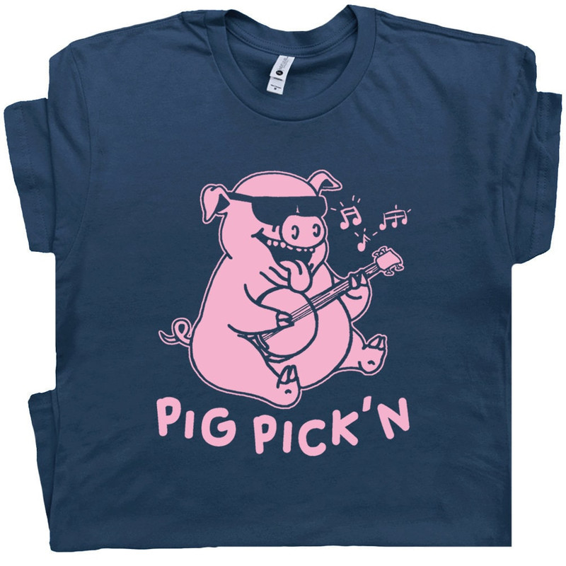 Pig Playing Banjo Shirt Bluegrass T Shirt Pig Pickin Shirt BBQ Tee Shirt My Grass is Blue Vintage Country Music Band Shirt For Men Women - 1.jpg