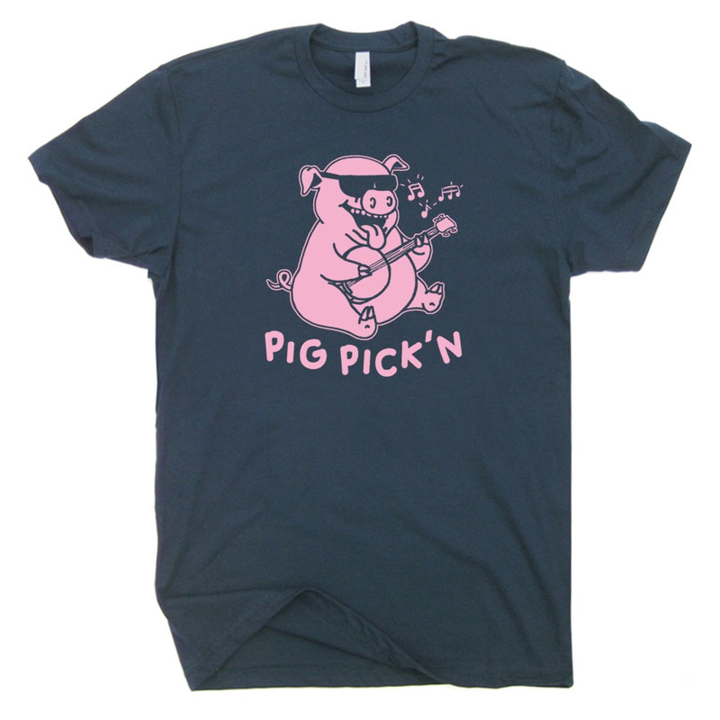Pig Playing Banjo Shirt Bluegrass T Shirt Pig Pickin Shirt BBQ Tee Shirt My Grass is Blue Vintage Country Music Band Shirt For Men Women - 2.jpg