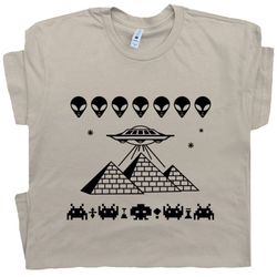 pyramids ufo t shirt aliens shirts cryptozoology egypt graphic tee flying saucer storm area 51 abduction bigfoot mens wo