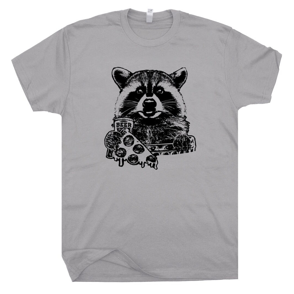 Raccoon T Shirt Pizza and Beer T Shirts Funny Beer Witty Cool Vintage Camping Humor Tee Retro Animal Novelty Graphic For Mens Womens Nature - 2.jpg