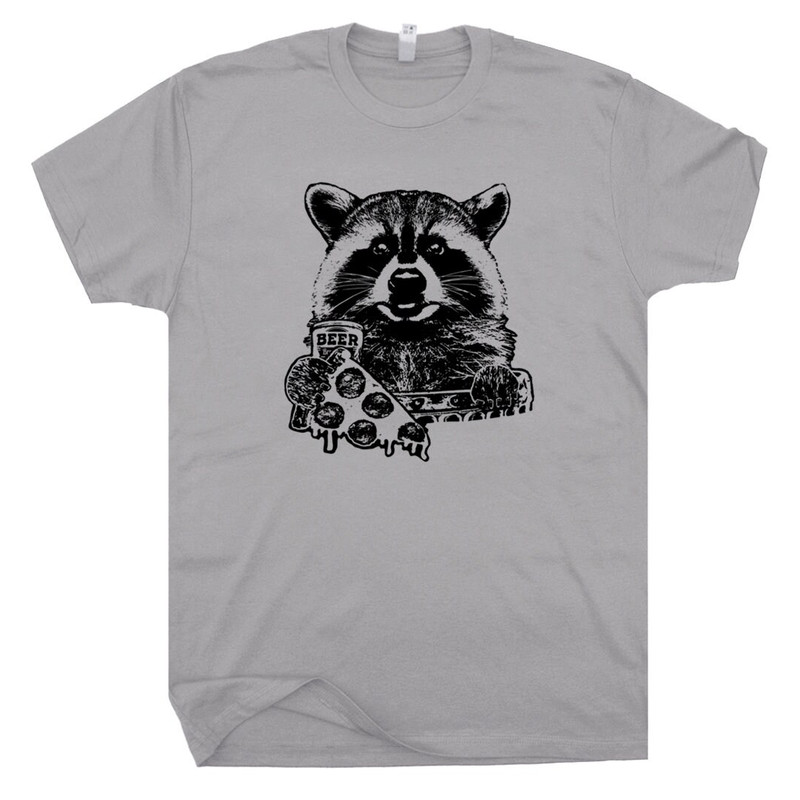 Raccoon T Shirt Pizza and Beer T Shirts Funny Beer Witty Cool Vintage Camping Humor Tee Retro Animal Novelty Graphic For Mens Womens Nature - 2.jpg
