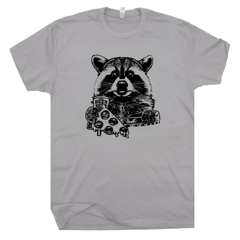 Raccoon T Shirt Pizza and Beer T Shirts Funny Beer Witty Cool Vintage Camping Humor Tee Retro Animal Novelty Graphic For Mens Womens Nature - 2.jpg
