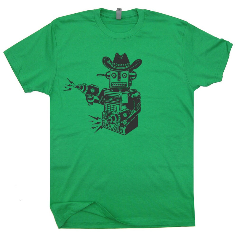 Robot T Shirt Vintage Cowboy Robot Graphic T Shirt Laser Gun Cool Geek T Shirt Space Force Han Solo Pew Pew Tee For Men Women Kids Toy Robot - 2.jpg