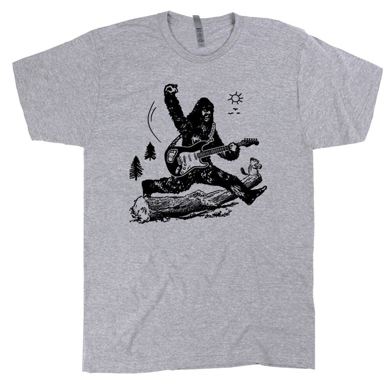 Sasquatch Electric Guitar T Shirt Bigfoot Playing Guitar Tee Cool Vintage Graphic Rock Gift For Mens Women Kids Guitarist Player TShirts - 2.jpg
