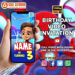 spidey and his amazing friends birthday digital video invitation