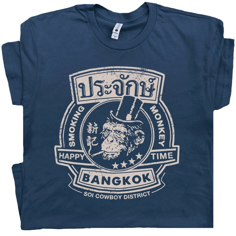 Smoking Monkey Bar T Shirt Funny Beer Drinking Shirts Famous Pub Retro Vintage Weird Graphic Movie Tee Bangkok Thailand The Hangover Shirt - 1.jpg