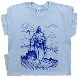 surfing jesus t shirt cool surf tee shirt vintage christian surfer tshirt gift for men women kids retro surfing graphic