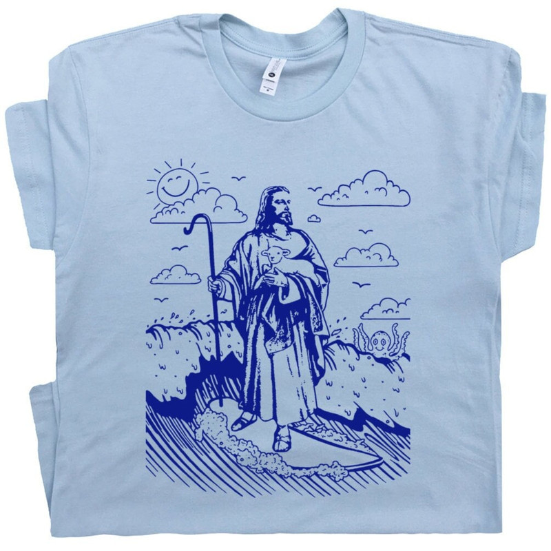 Surfing Jesus T Shirt Cool Surf Tee Shirt Vintage Christian Surfer Tshirt Gift for Men Women Kids Retro Surfing Graphic tee Witty Humorous - 1.jpg
