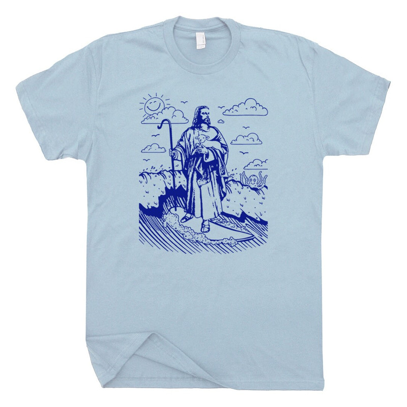 Surfing Jesus T Shirt Cool Surf Tee Shirt Vintage Christian Surfer Tshirt Gift for Men Women Kids Retro Surfing Graphic tee Witty Humorous - 2.jpg