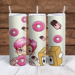 Lankybox with Boxy  donuts and ice cream - Sublimation tumbler wrap 20oz 30oz PNG