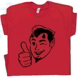 thumbs up satan t shirt cool devil graphic shirt funny halloween shirts offensive t shirt funny novelty tee for men wome