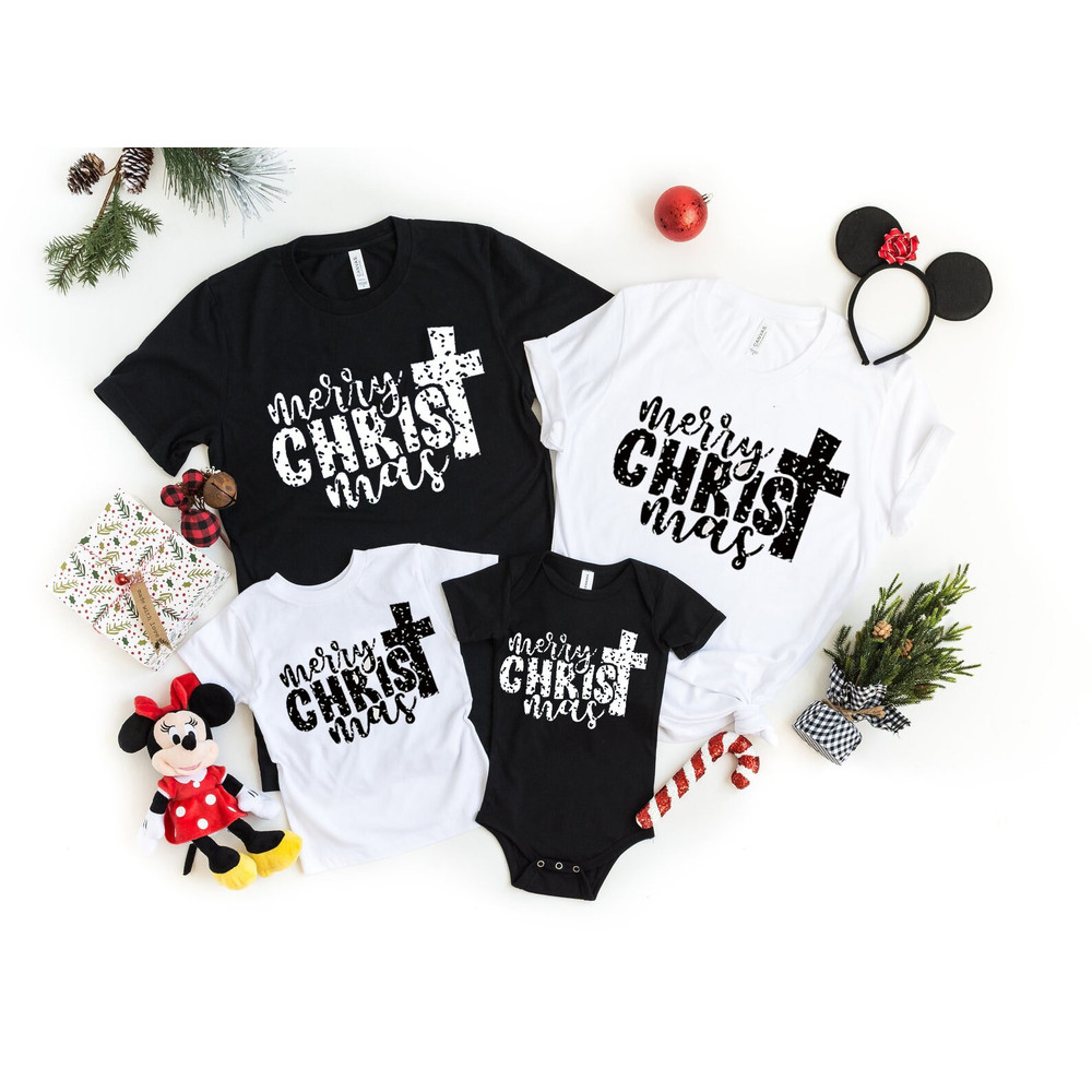 Merry Christmas Cross Sign Shirts, Christmas Family Shirt, Christmas Matching Shirt, cross jesus Shirt, Christmas Gift Shirt, Santa shirt - 2.jpg