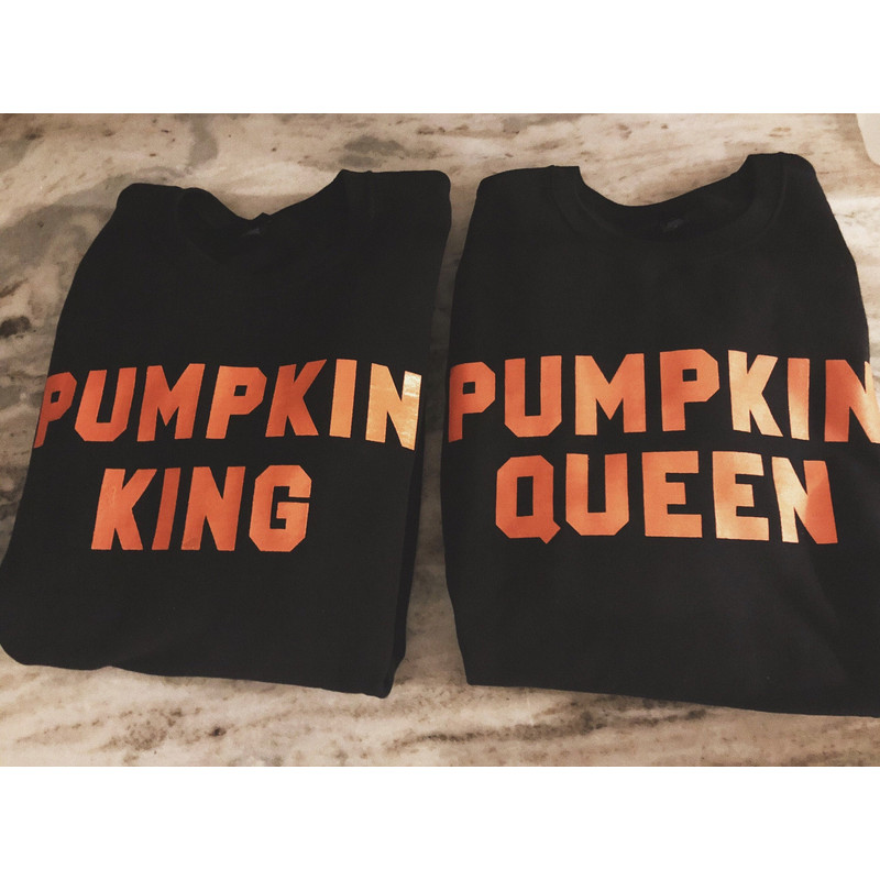 Pumpkin Queen - Pumpkin king, Couple Shirts, Cute His and Her Halloween, Matching Halloween, Halloween 2021, Sweatshirt, lovers Crewneck - 1.jpg