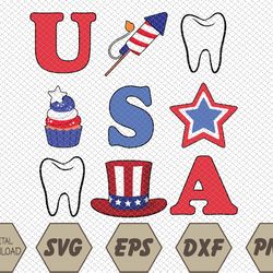 4th of July dental patriotic teeth USA Premium Svg, Eps, Png, Dxf, Digital Download