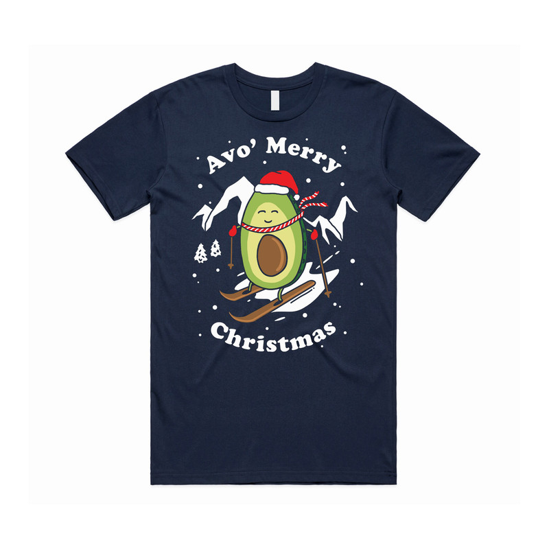 Avo' Merry Christmas T-shirt Tee Top Xmas Funny Ugly Avocado Vegan Have Yourself A Skiing - 2.jpg