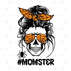 momster svg, halloween skull mom messy hair bun monster svg, monster halloween svg, skull mom svg, skull mom halloween s