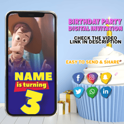 Toy Story Birthday Digital Video Invitation, Birthday invitation, Video invite, birthday video invitation, birthday part