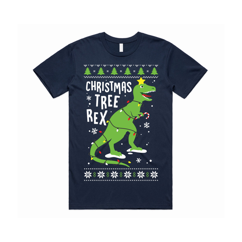Christmas Tree Rex T-Rex T-shirt Tee Top Jumper Dinosaur Festive Xmas Ugly Cute Funny Children's - 1.jpg