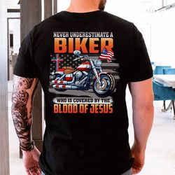 american biker blood of jesus t shirt christian motorcycle short sleeve tee bikers gift idea cotton t shirt