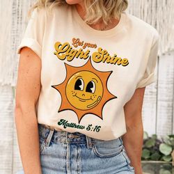 let your light shine christian t shirt bible verse short sleeve shirts graphic tees religious gift cotton t shirt