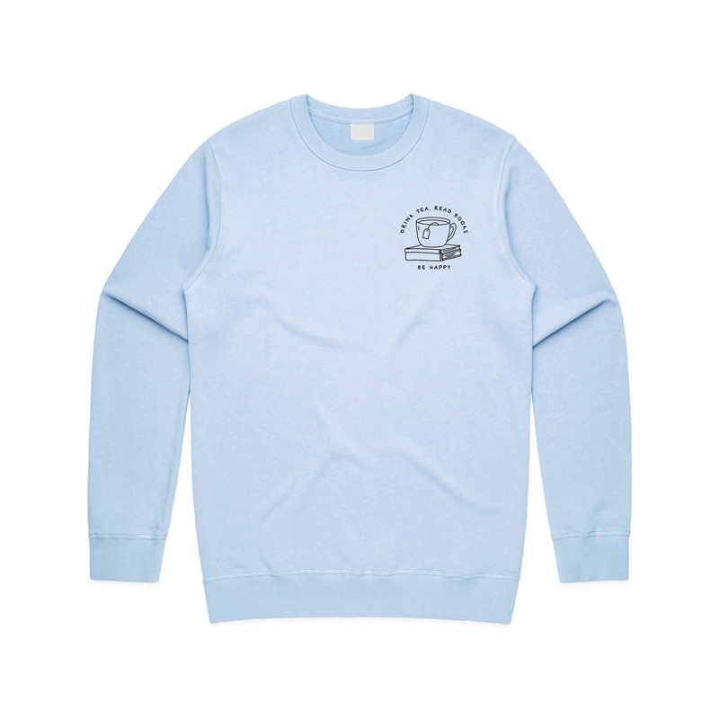 Drink Tea Read Books Be Happy Jumper Sweater Sweatshirt Line Art Cute Pocket Design - 4.jpg