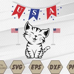 USA Cat American Flag Svg, Eps, Png, Dxf, Digital Download