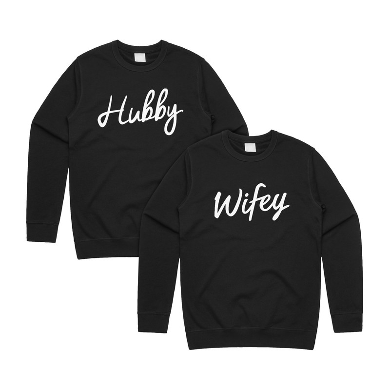 Hubby and Wifey Matching Jumper Sweater Sweatshirt Sweatshirt Set His Hers Valentines Day - 1.jpg
