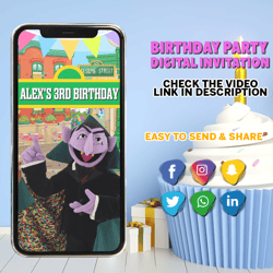 1st Birthday, Video Invitation, digital, custom, personalized, birthday, party, Animated invitation, Invitations