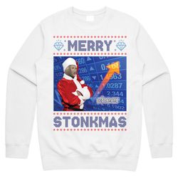 merry stonkmas jumper sweater sweatshirt christmas xmas stocks shares gme gamestop trading crypto funy gift