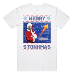 merry stonkmas t-shirt tee top christmas xmas stocks shares gme gamestop trading crypto funy gift