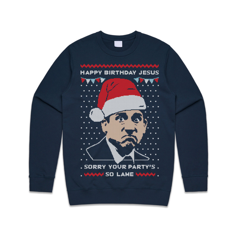 Michael Scott Christmas Jumper Sweater Sweatshirt US Office Happy Birthday Jesus Xmas Funny - 2.jpg