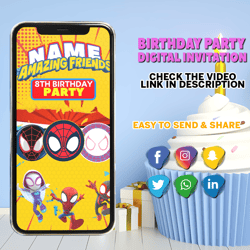 Spidey birthday Invitation, Amazing friends invitation, animated video invitation, Spidey Animated Invite Video, Spidey