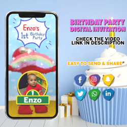 birthday invitation, party decoration, video invitation, birthday invite, animated, digital invitation, invitacion